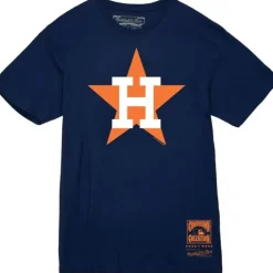 Men Mitchell & Ness T-Shirts & Tops-Basic Logo 2 Tee Houston Astros