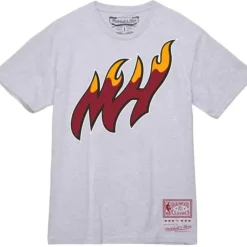 Men Mitchell & Ness T-Shirts & Tops-Basic Logo 3 Tee Miami Heat