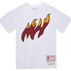 Men Mitchell & Ness T-Shirts & Tops-Basic Logo 3 Tee Miami Heat