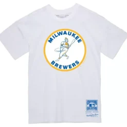 Men Mitchell & Ness T-Shirts & Tops-Basic Logo 1 Tee Milwaukee Brewers