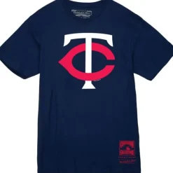 Men Mitchell & Ness T-Shirts & Tops-Basic Logo 2 Tee Minnesota Twins