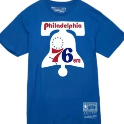 Men Mitchell & Ness T-Shirts & Tops-Basic Logo 1 Tee Philadelphia 76Ers