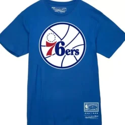 Men Mitchell & Ness T-Shirts & Tops-Basic Logo 2 Tee Philadelphia 76Ers