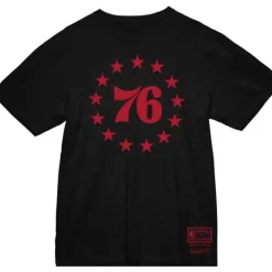 Men Mitchell & Ness T-Shirts & Tops-Basic Logo 3 Tee Philadelphia 76Ers