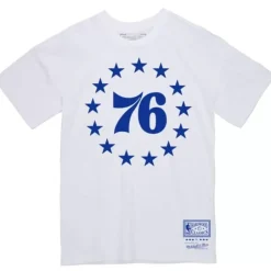 Men Mitchell & Ness T-Shirts & Tops-Basic Logo 3 Tee Philadelphia 76Ers
