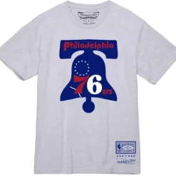Men Mitchell & Ness T-Shirts & Tops-Basic Logo 1 Tee Philadelphia 76Ers