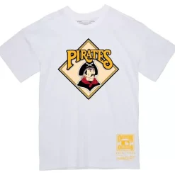 Men Mitchell & Ness T-Shirts & Tops-Basic Logo 1 Tee Pittsburgh Pirates