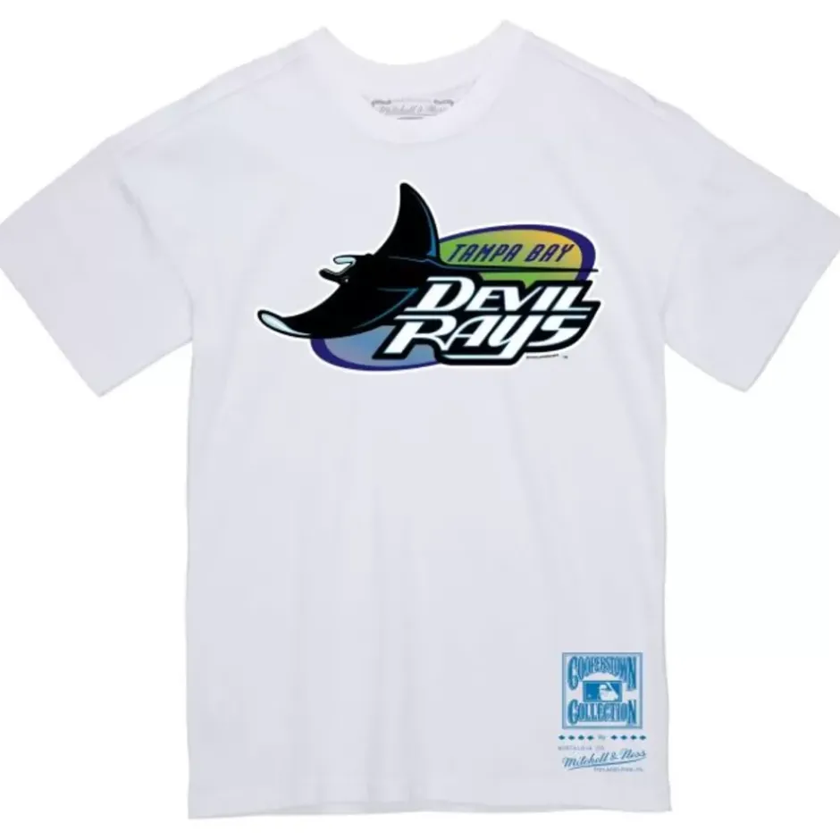 Men Mitchell & Ness T-Shirts & Tops-Basic Logo 1 Tee Tampa Bay Rays