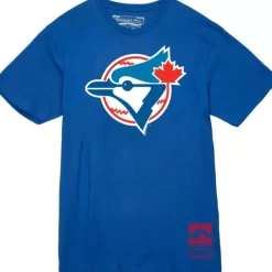Men Mitchell & Ness T-Shirts & Tops-Basic Logo 1 Tee Toronto Blue Jays