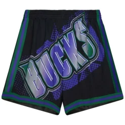 Men Mitchell & Ness Shorts-Big Face 7.0 Fashion Shorts Milwaukee Bucks