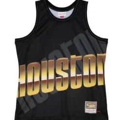 Men Mitchell & Ness T-Shirts & Tops-Big Face 4.0 Fashion Tank Houston Rockets