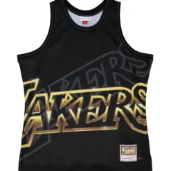 Men Mitchell & Ness T-Shirts & Tops-Big Face 4.0 Fashion Tank Los Angeles Lakers