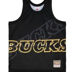 Men Mitchell & Ness T-Shirts & Tops-Big Face 4.0 Fashion Tank Milwaukee Bucks