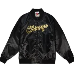 Men Mitchell & Ness Jackets & Outerwear-Big Face 4.0 Satin Jacket Chicago Bulls