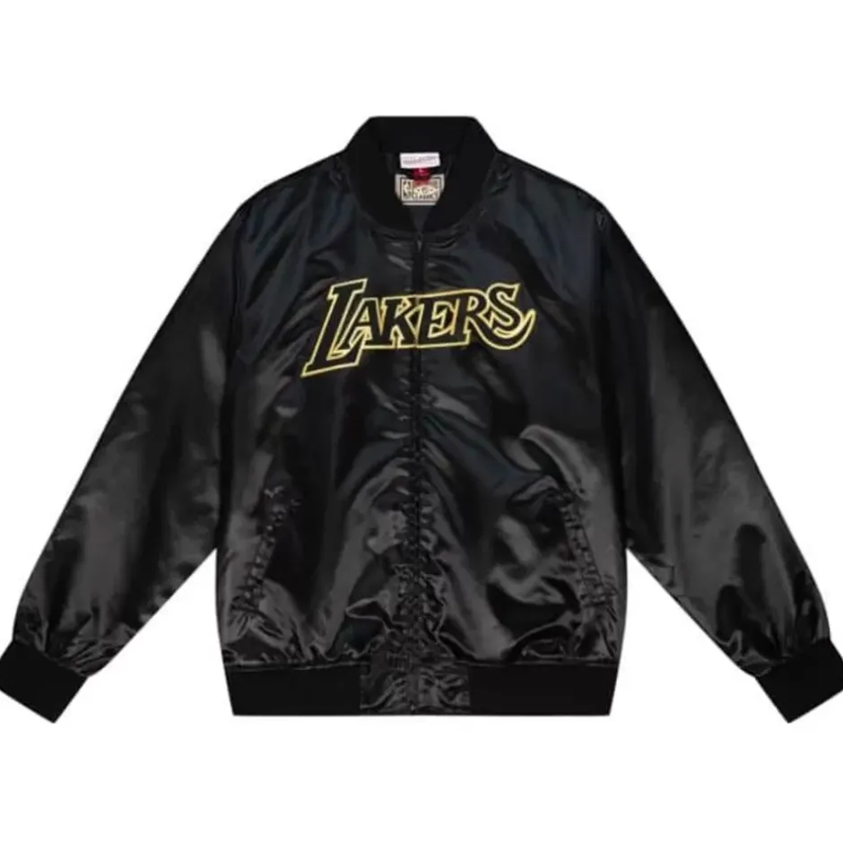 Men Mitchell & Ness Jackets & Outerwear-Big Face 4.0 Satin Jacket Los Angeles Lakers