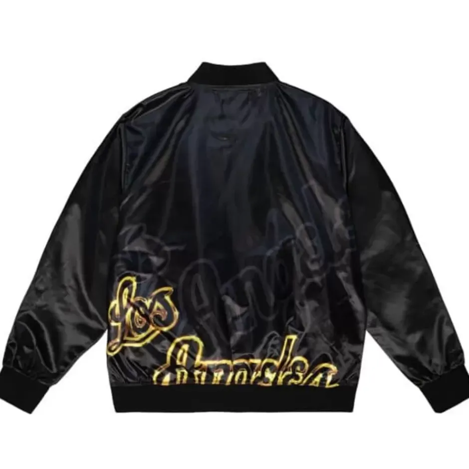 Men Mitchell & Ness Jackets & Outerwear-Big Face 4.0 Satin Jacket Los Angeles Lakers