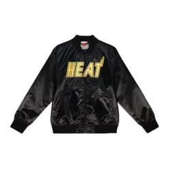 Men Mitchell & Ness Jackets & Outerwear-Big Face 4.0 Satin Jacket Miami Heat