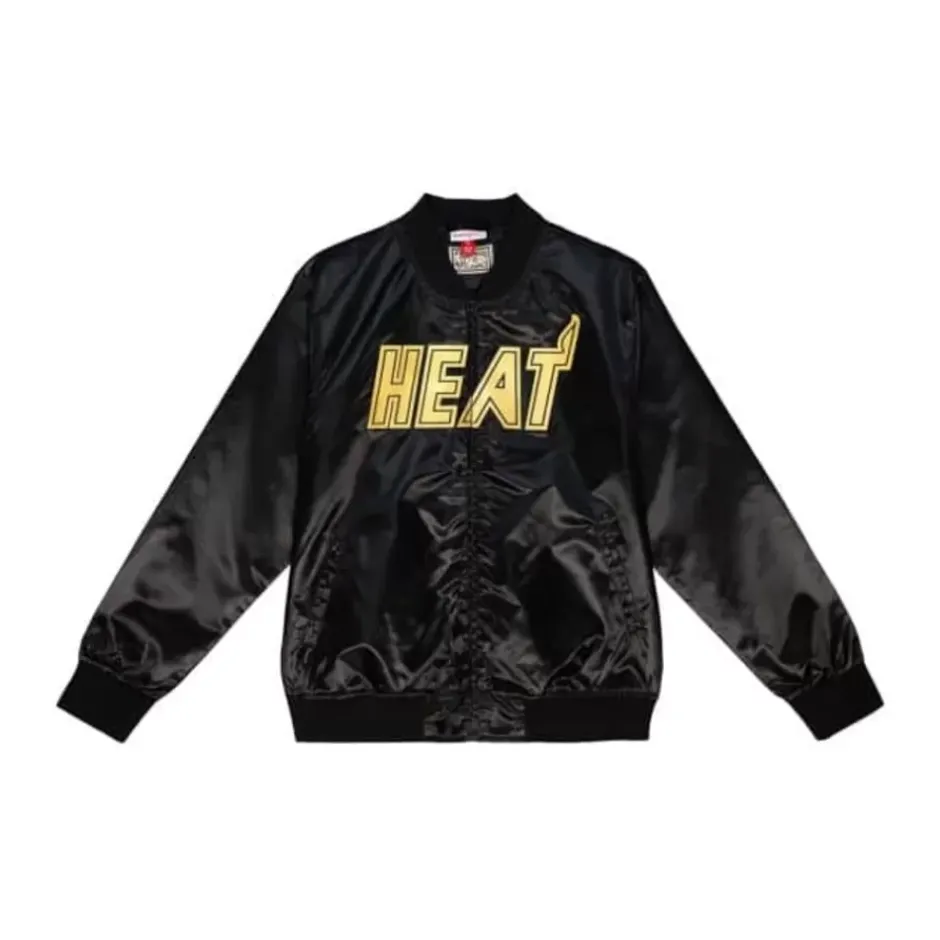 Men Mitchell & Ness Jackets & Outerwear-Big Face 4.0 Satin Jacket Miami Heat