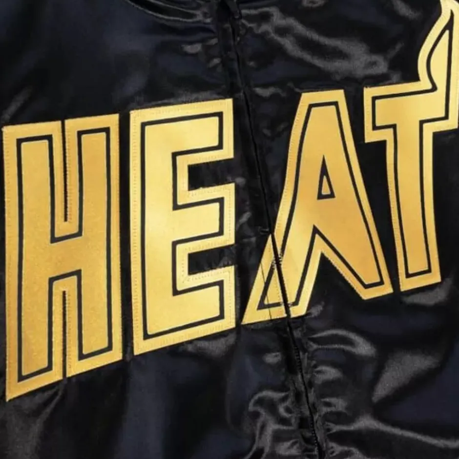 Men Mitchell & Ness Jackets & Outerwear-Big Face 4.0 Satin Jacket Miami Heat