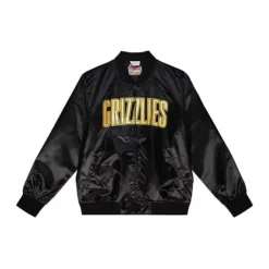 Men Mitchell & Ness Jackets & Outerwear-Big Face 4.0 Satin Jacket Vancouver Grizzlies