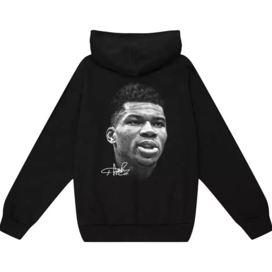 Men Mitchell & Ness Hoodies & Sweatshirts-Big Face B/W Pullover Players Association - Nba Giannis Antetokounmpo