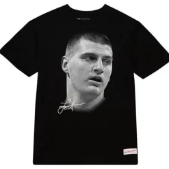 Men Mitchell & Ness T-Shirts & Tops-Big Face B/W Tee Players Association - Nba Nikola Jokic