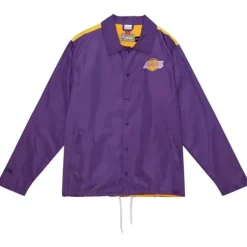 Men Mitchell & Ness Jackets & Outerwear-Big Face Coaches Jacket 5.0 Los Angeles Lakers