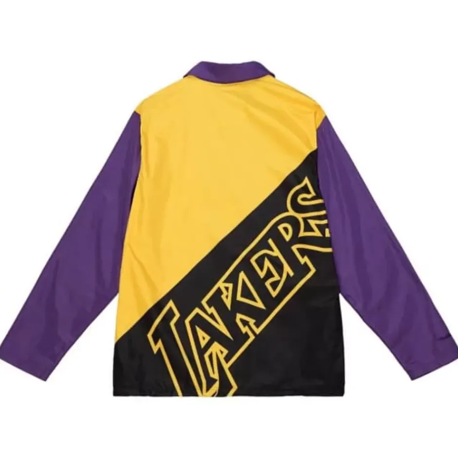 Men Mitchell & Ness Jackets & Outerwear-Big Face Coaches Jacket 5.0 Los Angeles Lakers