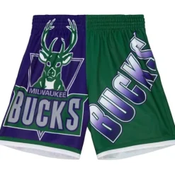 Men Mitchell & Ness Shorts-Big Face Fashion Shorts 5.0 Milwaukee Bucks
