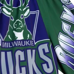 Men Mitchell & Ness Shorts-Big Face Fashion Shorts 5.0 Milwaukee Bucks
