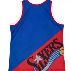 Men Mitchell & Ness T-Shirts & Tops-Big Face Fashion Tank 5.0 Philadelphia 76Ers
