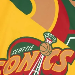 Men Mitchell & Ness T-Shirts & Tops-Big Face Fashion Tank 5.0 Seattle Supersonics