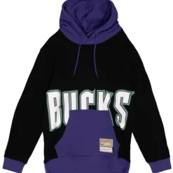 Men Mitchell & Ness Hoodies & Sweatshirts-Big Face Hoodie 5.0 Milwaukee Bucks