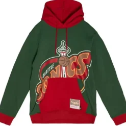 Men Mitchell & Ness Hoodies & Sweatshirts-Big Face Hoodie 5.0 Seattle Supersonics