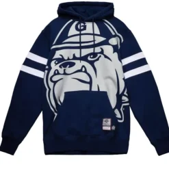 Men Mitchell & Ness Hoodies & Sweatshirts-Big Face Hoodie Georgetown University