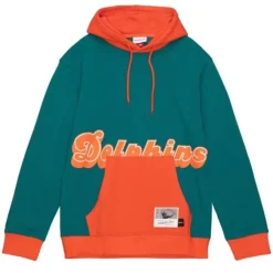 Men Mitchell & Ness Hoodies & Sweatshirts-Big Face Hoody 5.0 Miami Dolphins