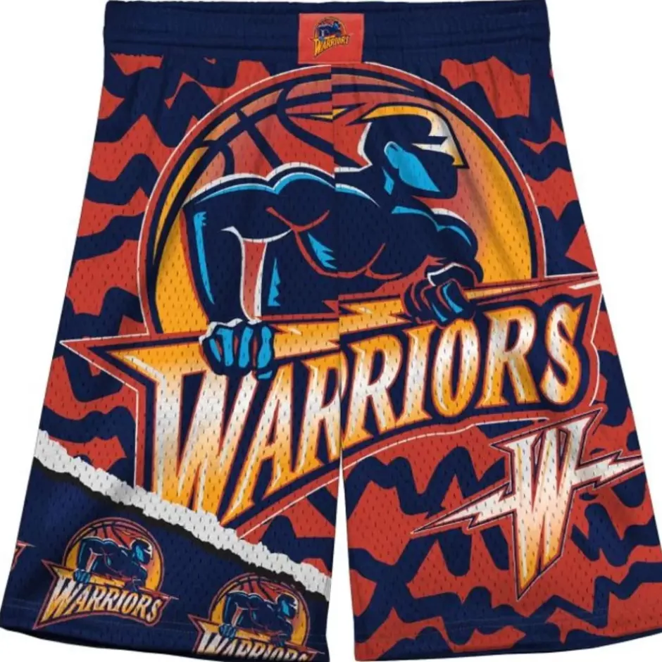 Youth Mitchell & Ness Big Kids-Big Face Jumbotron Mesh Shorts Golden State Warriors
