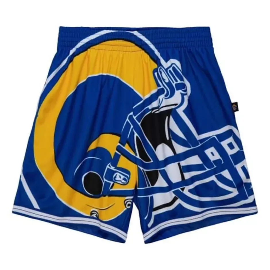 Men Mitchell & Ness Shorts-Big Face Shorts Los Angeles Rams
