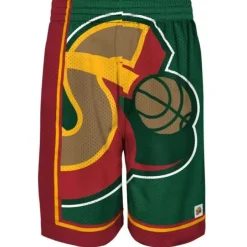 Men Mitchell & Ness Shorts-Big Face Shorts Seattle Supersonics