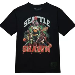 Men Mitchell & Ness T-Shirts & Tops-Bling Ss Tee Hwc Seattle Supersonics Shawn Kemp