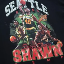 Men Mitchell & Ness T-Shirts & Tops-Bling Ss Tee Hwc Seattle Supersonics Shawn Kemp