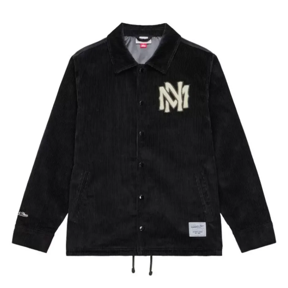 Men Mitchell & Ness Jackets & Outerwear-Branded M&N Interlock Corduroy Coaches Jacket