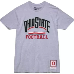 Men Mitchell & Ness T-Shirts & Tops-Buckeye Football Tee Ohio State