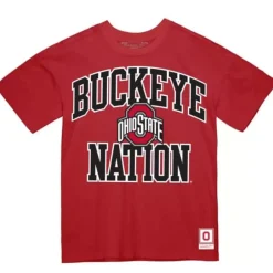 Men Mitchell & Ness T-Shirts & Tops-Buckeye Nation Tee Ohio State