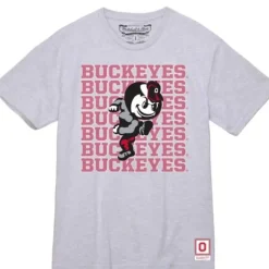 Men Mitchell & Ness T-Shirts & Tops-Buckeyes Repeater Tee Ohio State