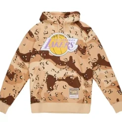 Men Mitchell & Ness Hoodies & Sweatshirts-Camo Reflective Hoodie Los Angeles Lakers