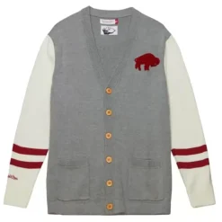 Men Mitchell & Ness Hoodies & Sweatshirts-Cardigan Sweater Buffalo Bills