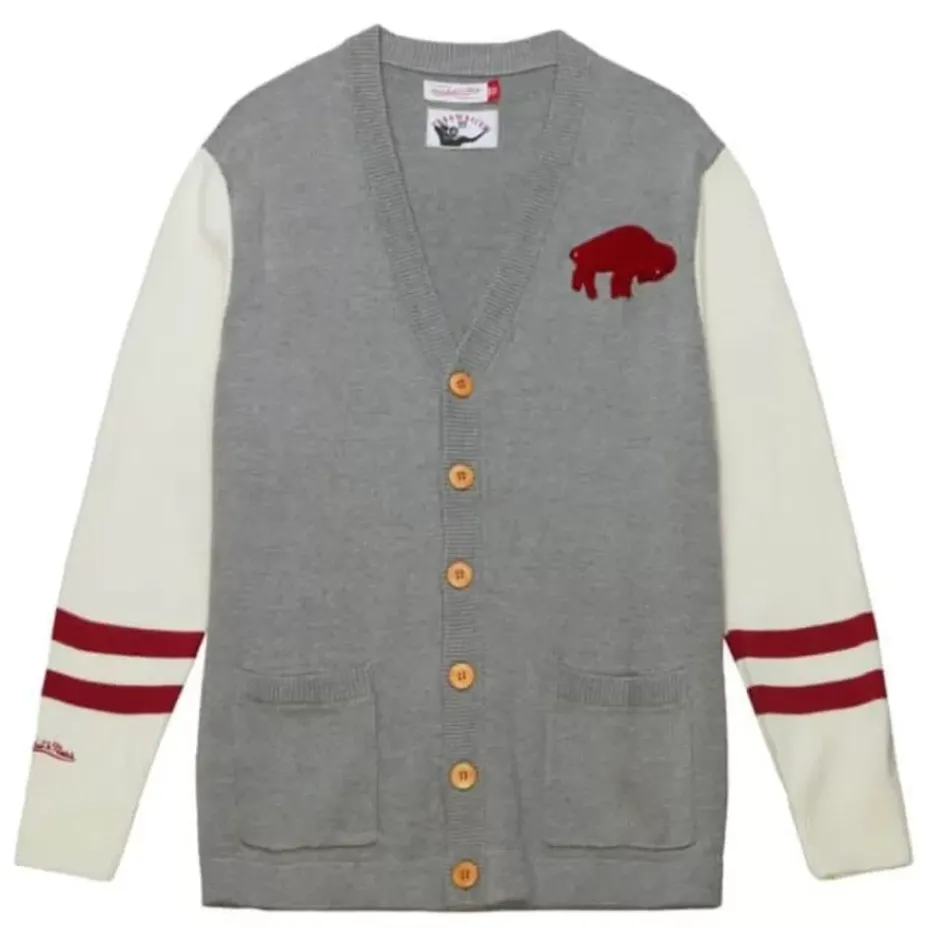Men Mitchell & Ness Hoodies & Sweatshirts-Cardigan Sweater Buffalo Bills