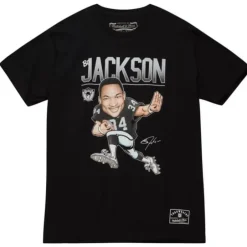 Men Mitchell & Ness T-Shirts & Tops-Caricatures Tee Los Angeles Raiders Bo Jackson