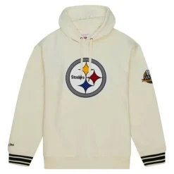 Men Mitchell & Ness Hoodies & Sweatshirts-Chainstitch Heavyweight Hoodie Retro Pittsburgh Steelers